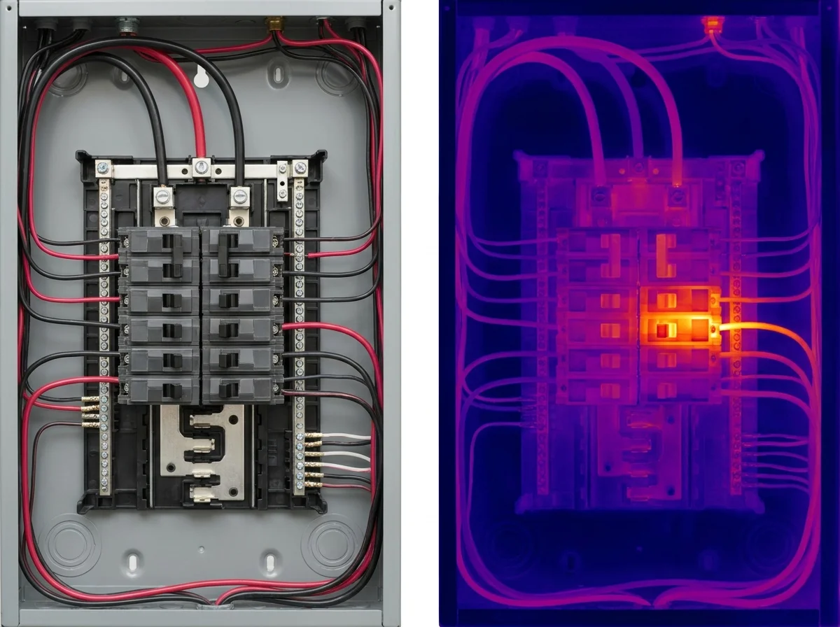 Illustration pédagogique d'une comparaison thermique sur une installation